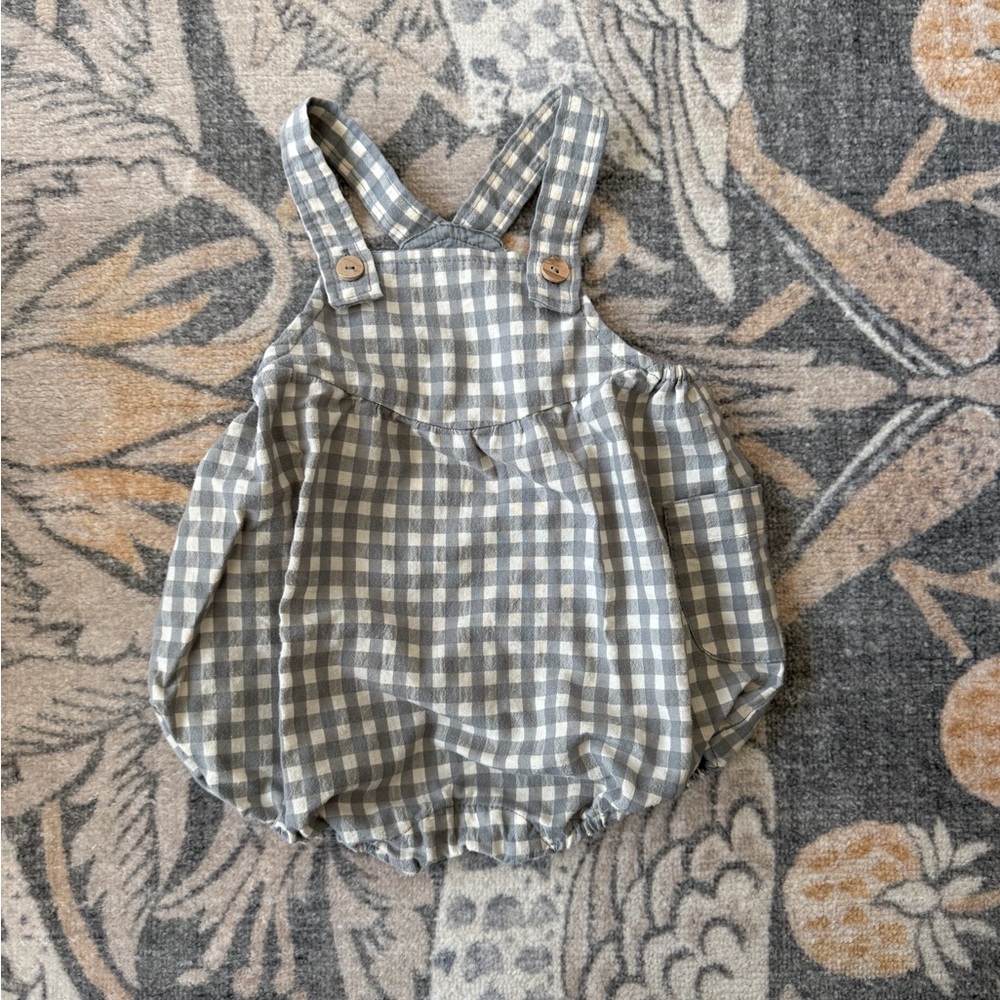 Zara Gray & White Gingham Bubble Romper